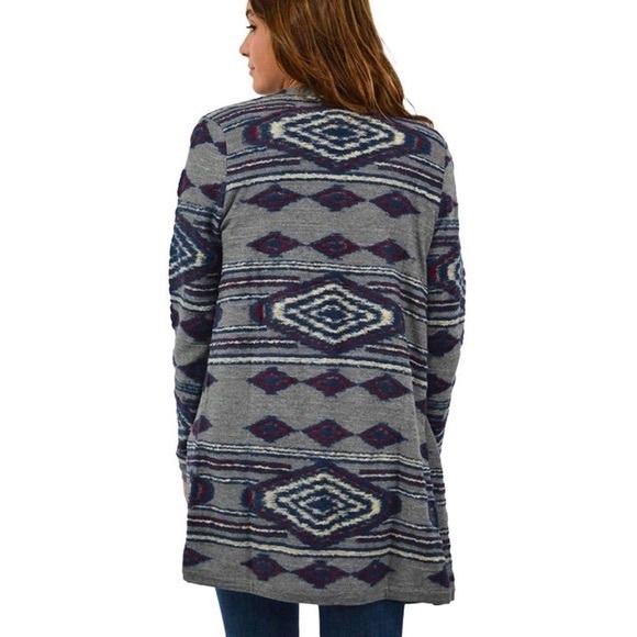 Lucky Brand Aztec Tribal Wrap Cardigan Sweater Size Medium - Picture 3 of 7
